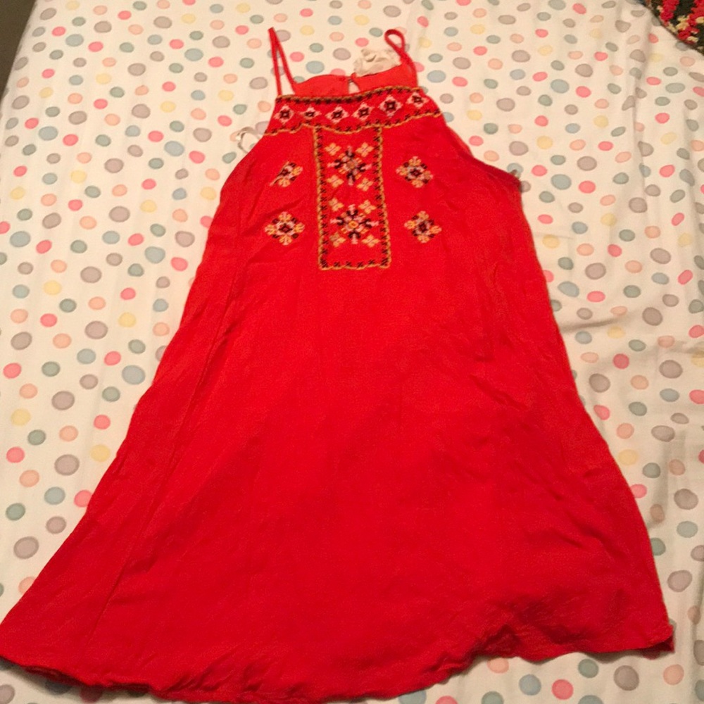 Poppy Swing Dress with Boho Embroidery